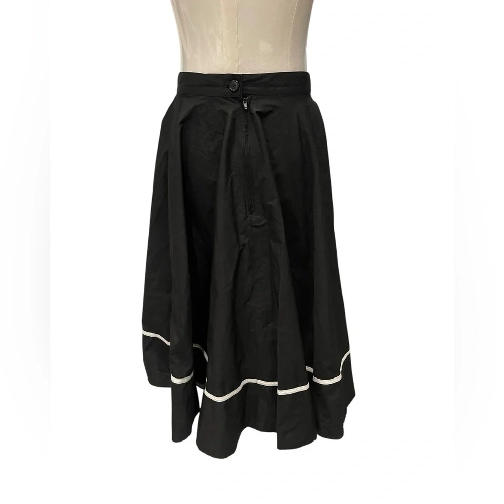 Hell Bunny Bat Swing Skirt Black White Goth Rockabilly Pinup 1950s Pockets Sz S - Picture 3 of 8